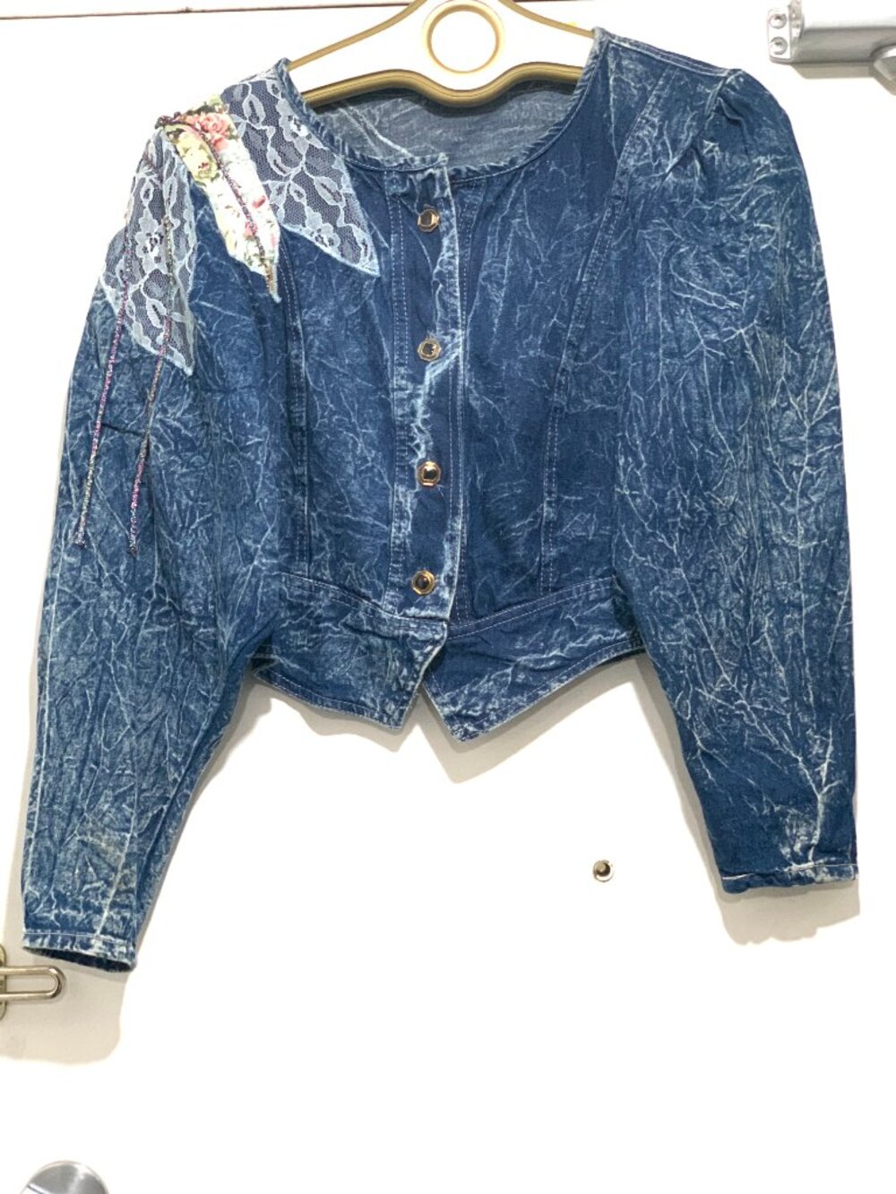 VINTAGE CARRELI CROPPED ACID WASH DENIM JACKETS SIZE S - Picture 2 of 10